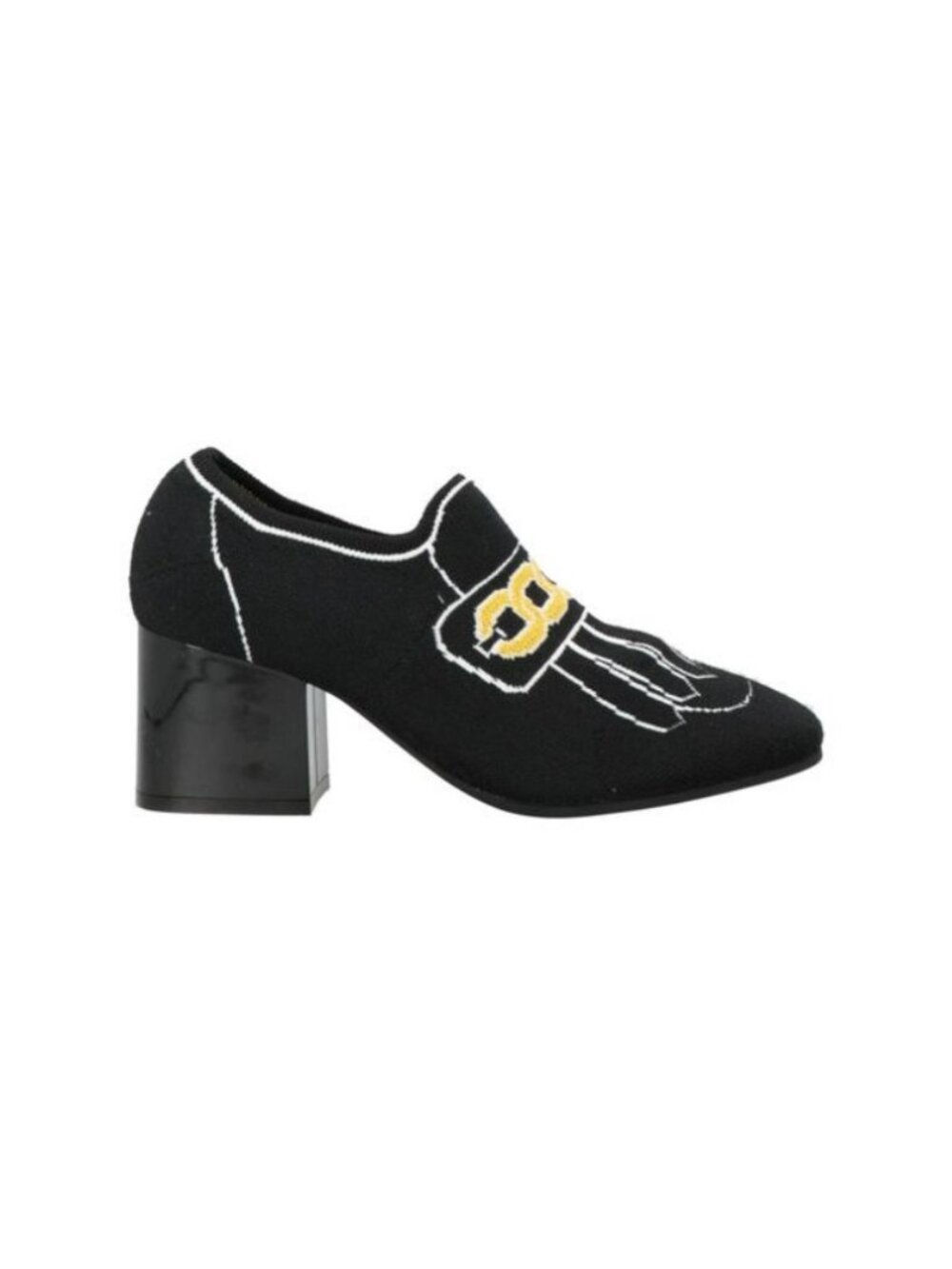 Marni Black & White Embroidered Kiltie Sock Loafers, Size 9.5 | 40